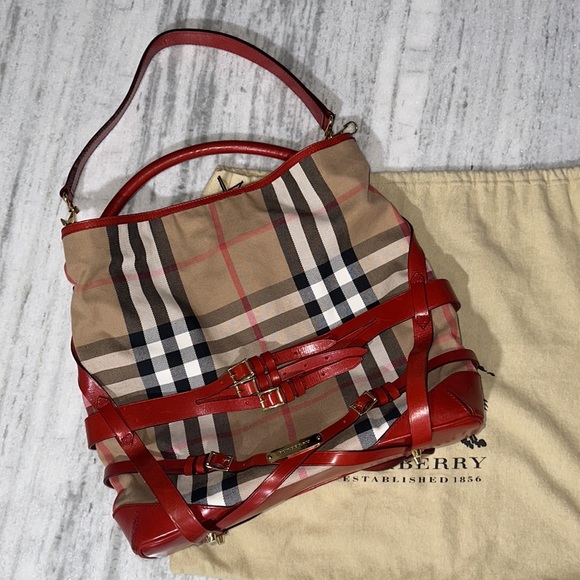 🥂Burberry Bridle House-Check Canvas Gosford Hobo Bag - Picture 3 of 17